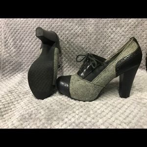 Black and Gray Tweed Heels